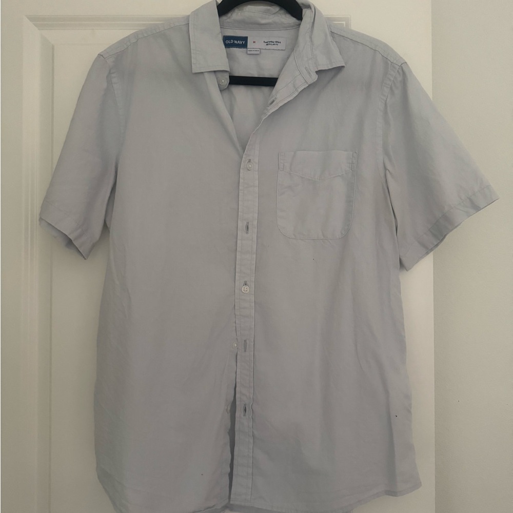 Old Navy men’s baby blue everyday casual style button collar shirt top medium